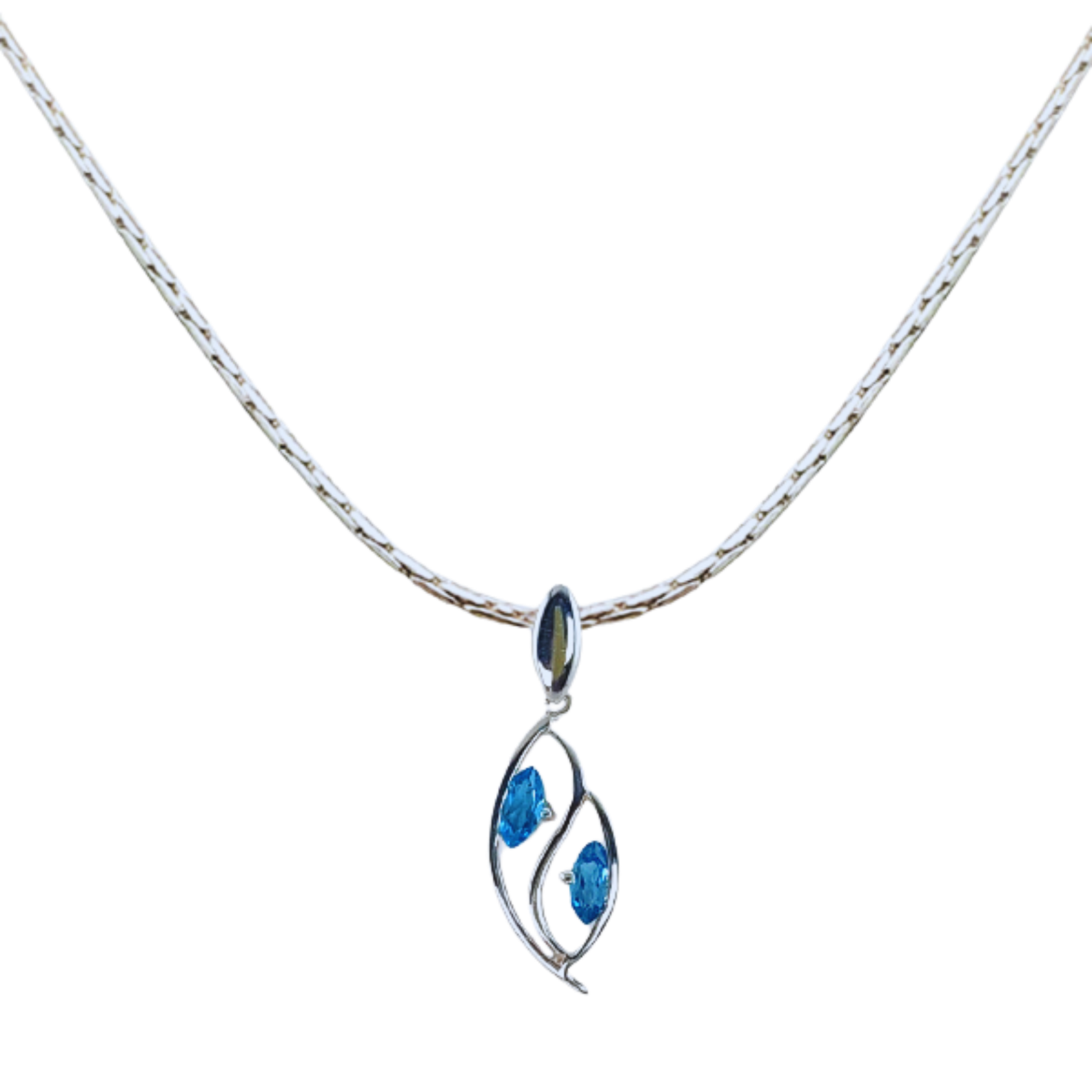 P022 sky blue topaz P-022 Gemstone Leaf Pendant Collection - Image 1